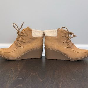 Fur Heeled Faux Suede Bootie Heels